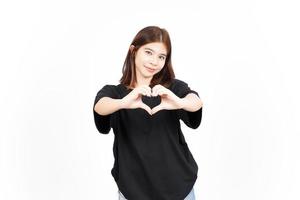 Showing Love Heart Sign Of Beautiful Asian Woman Isolated On White Background photo