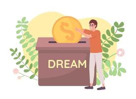 Saving for dream flat concept vector illustration. Expensive purchase. Editable 2D cartoon character on white for web design. Personal budget goal creative idea for website, mobile, presentation