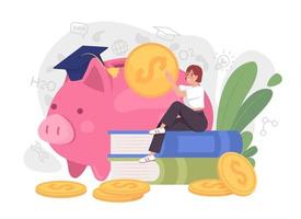 Savings for university flat concept vector illustration. Financial goal. Editable 2D cartoon character on white for web design. Cost of education creative idea for website, mobile, presentation