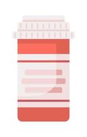 Red vial semi flat color vector object. Editable items. Full size element on white. Liquid medicines. Pills in bottle simple cartoon style illustration for web graphic design and animation