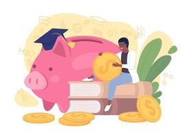 Savings for private education flat concept vector illustration. Editable 2D cartoon character on white for web design. Investment in knowledge creative idea for website, mobile, presentation