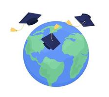 Graduation abroad flat concept vector illustration. Editable 2D cartoon elements on white for web design. Finish university. International learning creative idea for website, mobile, presentation