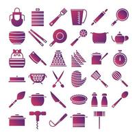 Kitchen utensils icons set vector