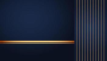 Modern luxury abstract background with golden line elements glowing pattern. Elegant curve geometric shapes on dark blue background. Vector illustration for design