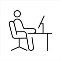 vector de icono de computadora de uso de persona. hombre sentado en el signo y símbolo de la silla.