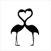 flamingo silhouette vector illustration. two flamingo make love symbol.