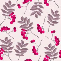 Pattern of variety of colorful trendy autumn leaves and berries. Vector illustrations for web, app and print. Elegant shapes floristic isolated rowan leaves. Forest, botanical, minimalistic floral