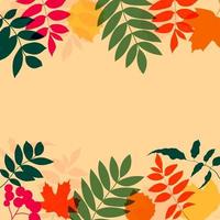 Leafy frame isolated on the beige background. Cute colorful vector floral wreath perfect for invitations, banner, poster and greeting cards.