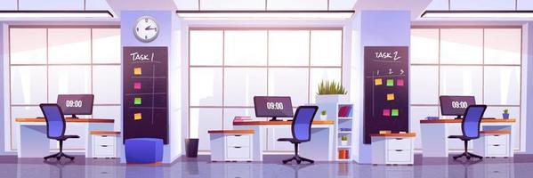 Modern office interior, open space workplace vector