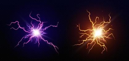 Lightning balls, circle electric energy bolt vector
