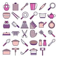 Kitchen utensils icons set vector