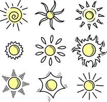 set of different sun icons vector