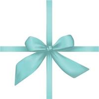 Vector illustration of a blue bow with a ribbon, realism