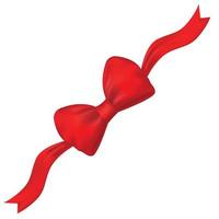 Vector illustration of a red bow with a ribbon, realism