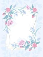 Greeting illustration decorated with rose flowers, delicate wildflowers. For a wedding, Valentine's day, birthday or the design of an invitation card vector