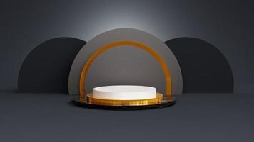 3D rendering black Modern podium with gold element photo