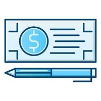 icono de pago con cheque bancario, adecuado para una amplia gama de proyectos creativos digitales. feliz creando. vector