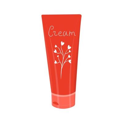 Set of tubes organic cosmetics. Collection of flowers, leaves and skincare. Vector illustration