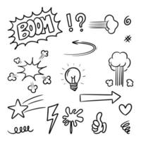 Doodle sketch style of Hand drawn comic elements cartoon vector illustration.