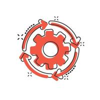 Workflow icon in comic style. Gear effective cartoon vector illustration on white isolated background. Process organization splash effect business concept.