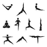 abstract collection of woman with yoga moves. vector