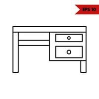 Illustration of study desk line icon vector