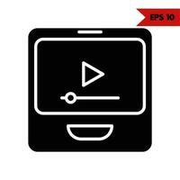 Illustration of video player  glyph icon vector