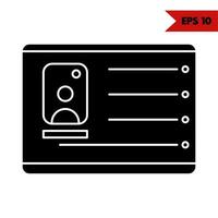 ilustración del icono de glifo de tarjeta de identificación vector