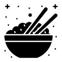 Rice bowl with sticks, vector design of boiled rice