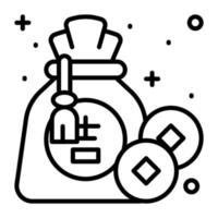 Chinese lucky bag with coins vector design modern style