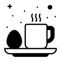 Vector design of tea cup with boiled egg, denoting breakfast icon