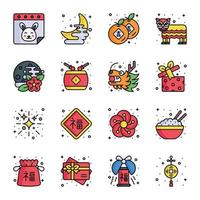 Chinese new year and culture icons set in modern design style, easy to use and editable vectors