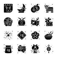 Chinese new year and culture icons set in modern design style, easy to use and editable vectors