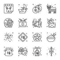 Chinese new year and culture icons set in modern design style, easy to use and editable vectors