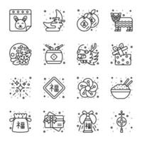 Chinese new year and culture icons set in modern design style, easy to use and editable vectors