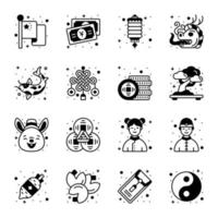 Chinese new year and culture icons set in modern design style, easy to use and editable vectors