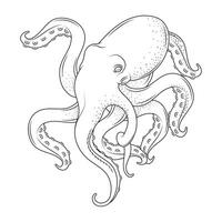 octopus sealife sketch style vector