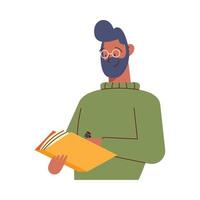 man standing writing in book vector