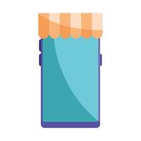 smartphone with store parasol vector