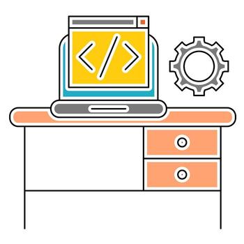 icono de desarrollo, adecuado para una amplia gama de proyectos creativos digitales. vector