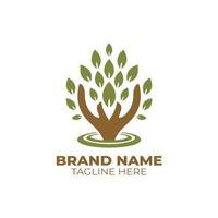 Leaftree Hand Logo vector