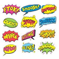 Set of colorful comic speech bubbles different shapes with halftone shadows and stars, hand drawn pop art style text frames. Comic bubble speech, word comic cartoon, expression vector