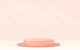 Empty room with circle podium. Realistic 3d vector illustration with shadow overlay effect