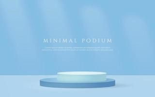 Blue realistic 3d cylinder pedestal podium in pastel colorful abstract room vector