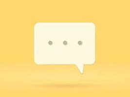 3D square speech bubble icon. isolated on yellow background vector