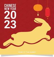 feliz año nuevo chino 2023 año del conejo gong xi fa cai fondo de diseño de redes sociales vector