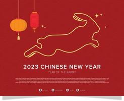 feliz año nuevo chino 2023 año del conejo gong xi fa cai banner de diseño de fondo vector