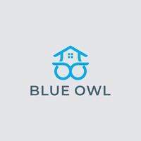 logotipo de la propiedad inmobiliaria del pájaro del búho azul vector