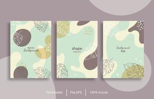 set of background shapes with monstera leaf decoration vector