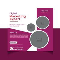 Digital marketing live webinar and corporate social media post template vector